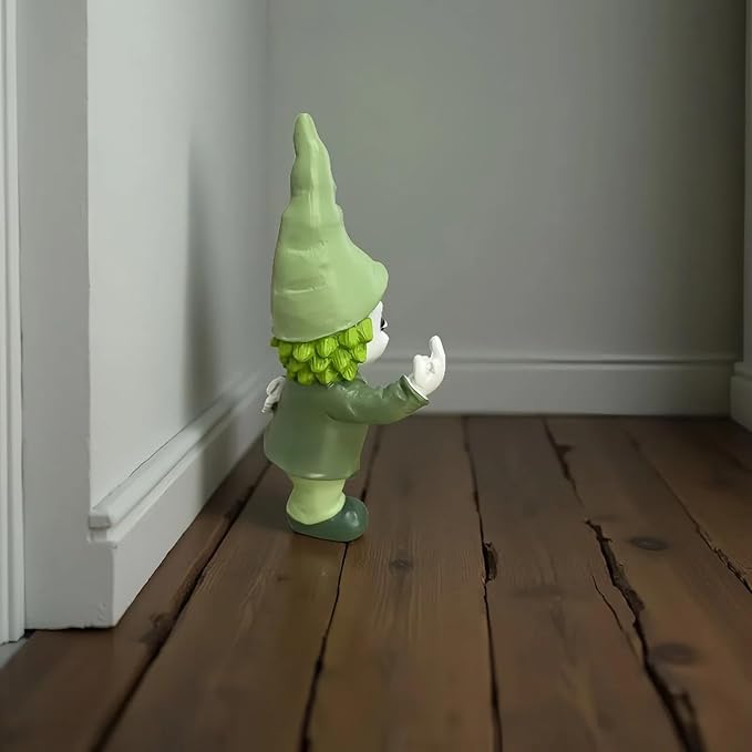 Middle Finger Decor Statue Horror Movie Gnome Creepy Outdoor Halloween Decor, Resin Garden Dwarf Sculpture for Haunted House Lawn Decoration (5.5in, Green)