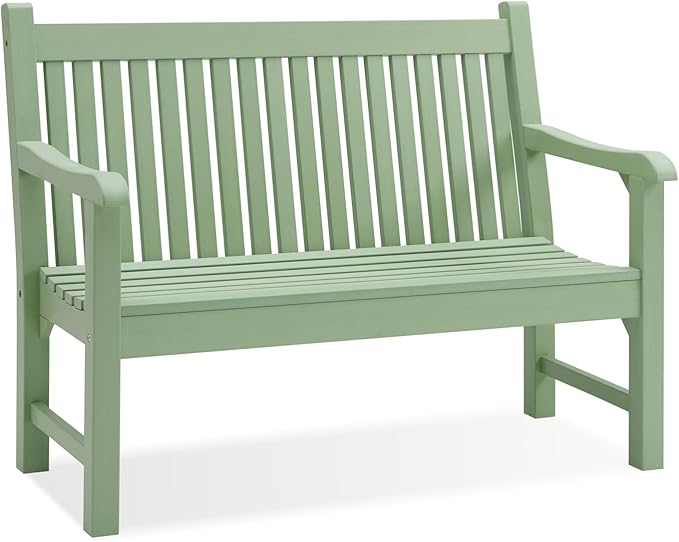 Psilvam Garden Bench, 2-Person Poly Lumber Patio Bench, All-Weather Outdoor Bench That Never Rot, Memorial Bench, Suit for Garden, Porch and Park (Green)