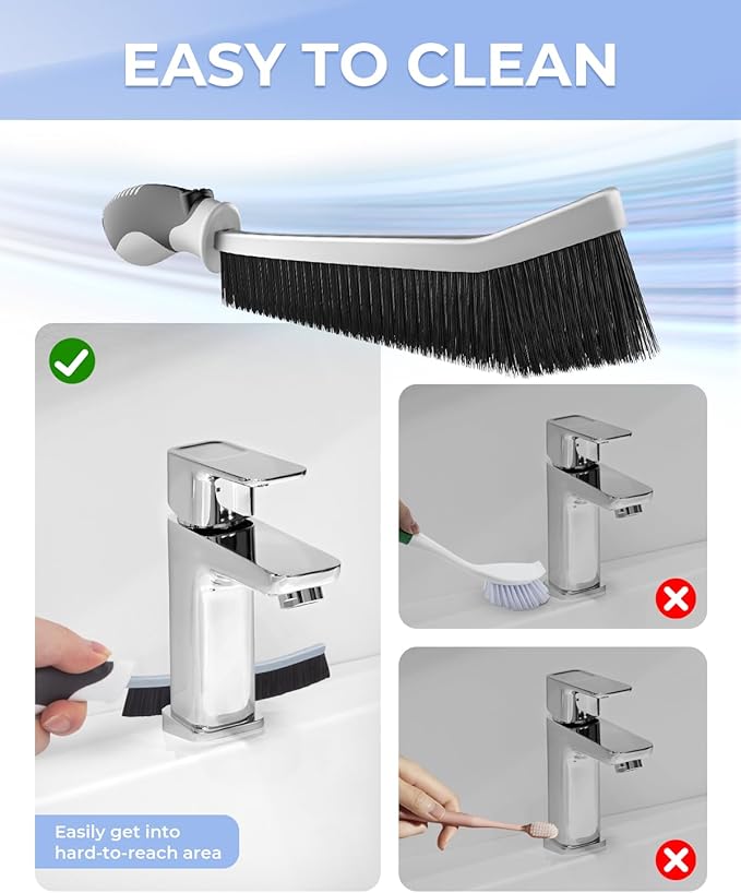 Crevice Cleaning Brushes, Scrub Brush for Hard to Reach Small Space, Home Essentials, Cleaning Supplies, Cleaning Tools for Household Use, Bathroom, Shower, Kitchen, Toilet, Window (3, Red)