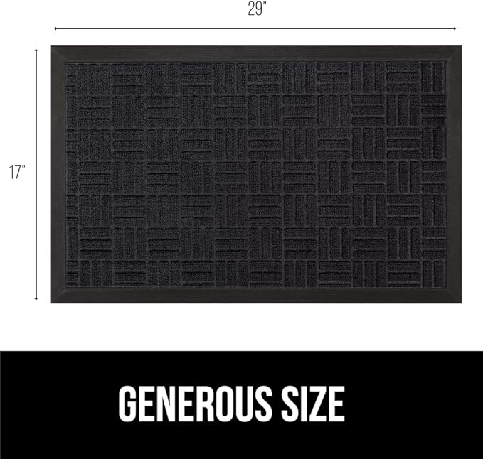 GORILLA GRIP 100% Waterproof All-Season WeatherMax Doormat US Designed Natural Rubber, Stain and Fade Resistant, Low Profile Indoor Outdoor Door Mats, Easy Clean Patio Mat, 17x29, Midnight Maze