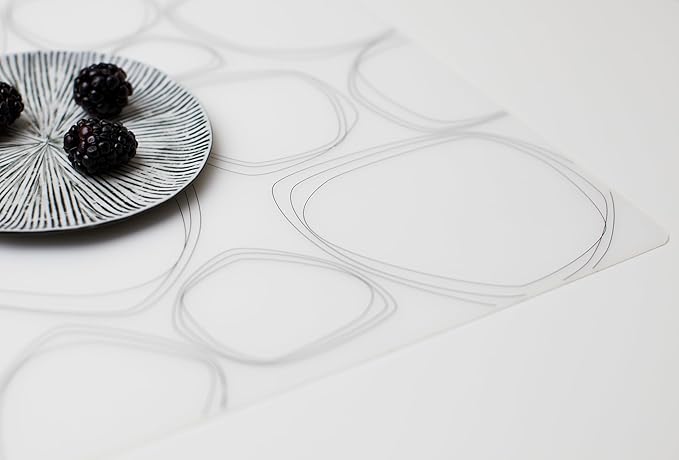 modern-twist Pebbles Print-100% Plastic Free Silicone Tabletop, Dining, Decoration, Modern Design, Placemat Rectangle, Black