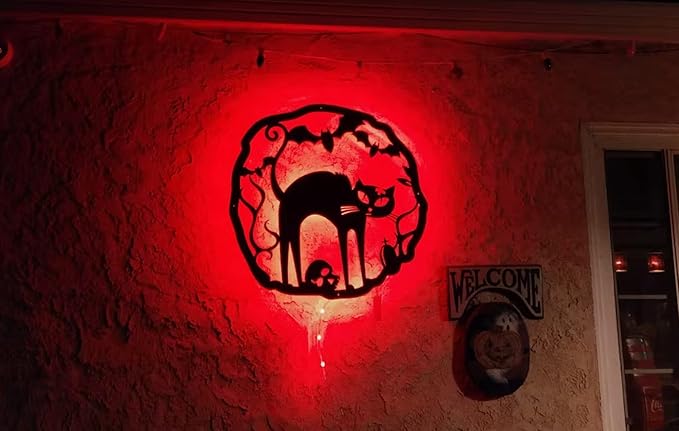 RealSteel Halloween Decoration, Indoor or Outdoor Wreath Front Door Sign, Wall Decor, Door Sign