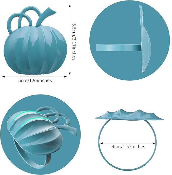 Patelai 12 Pieces Pumpkin Napkin Rings Fall Napkin Holders Thanksgiving Halloween Dinner Tables Rings for Thanksgiving Dinner Party Weddings Family Gatherings (Blue)