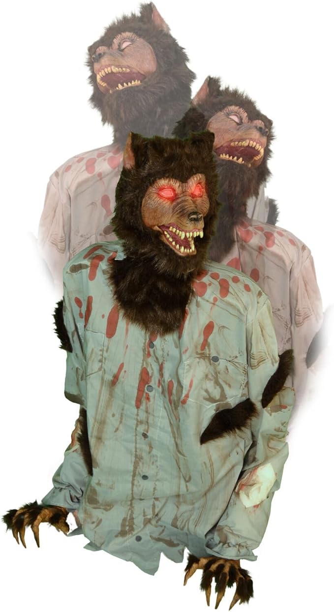 Haunted Hill Farm Howler by Tekky, Battery-Operated, Motion and Sound Activated Animatronic Werewolf with Sound Effects and Lights for Indoor or Covered Outdoor Creepy Halloween Decoration