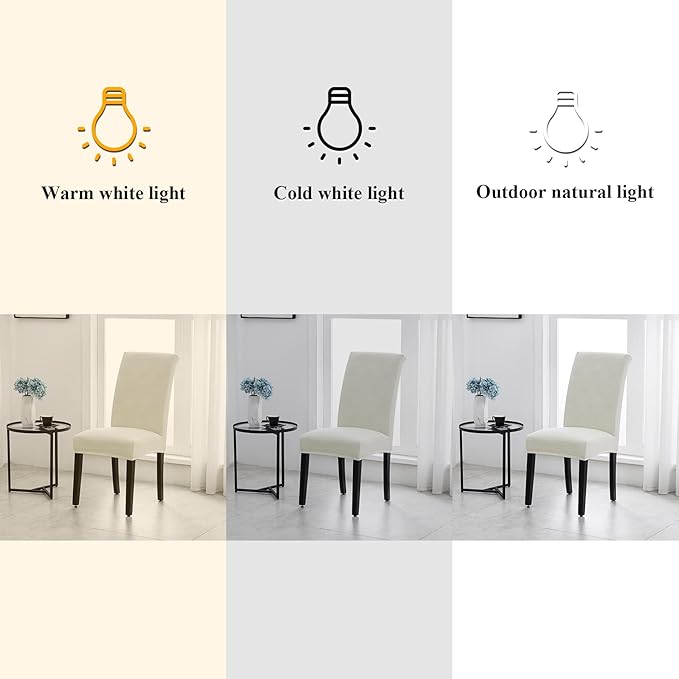 Joccun Chair Covers for Dining Room Set of 2, Dining Chair Slipcovers Stretch Dining Room Chair Covers Seat Protector,Washable Parsons Chair Cover for Home,Hotel,Banquet(Ivory,2 Pack)