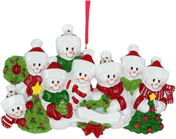 3D Snowman Family of 8 Ornament 2025 Personalized Family Christmas Ornaments 2025 | Snow People Personalized Tree Ornaments for Grandchildren, Siblings & Grandkids of Eight Ornament Snowmen Small Tree