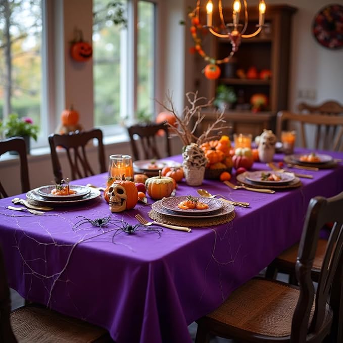 sancua Rectangle Tablecloth - 70 x 70 Inch - Stain and Wrinkle Resistant Washable Polyester Table Cloth, Decorative Fabric Table Cover for Dining Tables, Buffet Parties and Camping, Purple