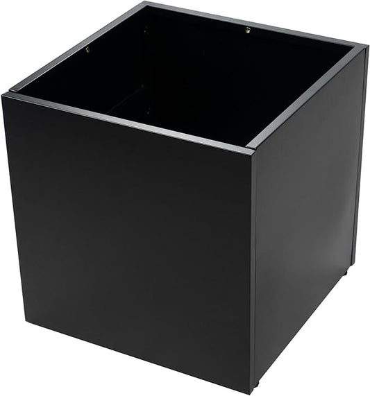 Kozyard 20'' Cube Metal Planter Steel Planter Box Black Steel Flower Pot with Saucer Partition Panel for Trees Plants Flowers Indoor Outdoor Garden Patio Deck Yard