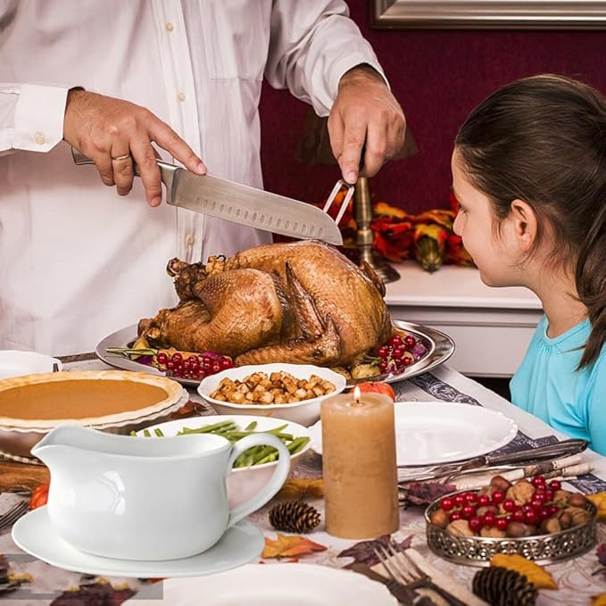 17oz Gravy Boat with Saucer Stand, Set of 1, Ceramic Sauce Boat with Tray for Salad Dressings,ketchup， Creamer, Broth, Black Pepper, White