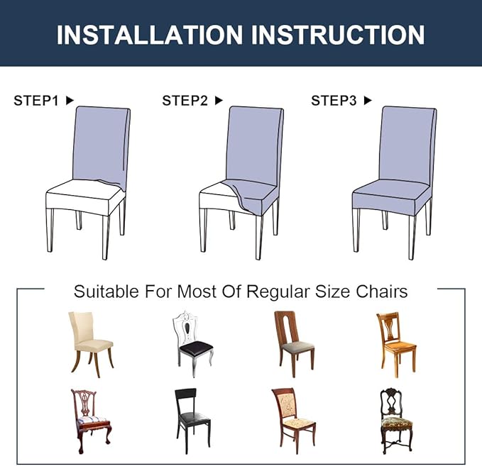 JQinHome 6 Pcs Dining Chair Slipcover,High Stretch Removable Washable Chair Seat Protector Cover for Home Party Hotel Wedding Ceremony (Pack of 6, Coffee)