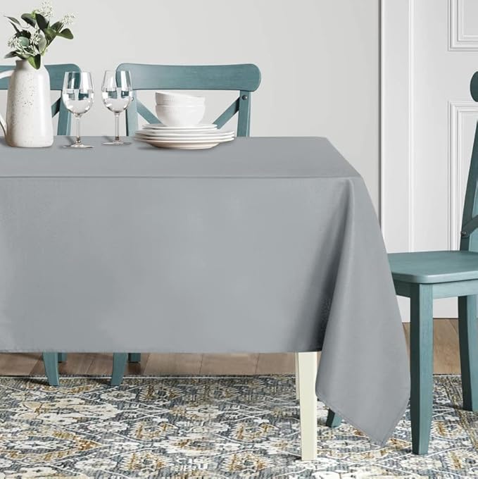 sancua Rectangle Tablecloth - 54 x 78 Inch - Stain and Wrinkle Resistant Washable Polyester Table Cloth, Decorative Fabric Table Cover for Dining Tables, Buffet Parties and Camping, Silver Grey