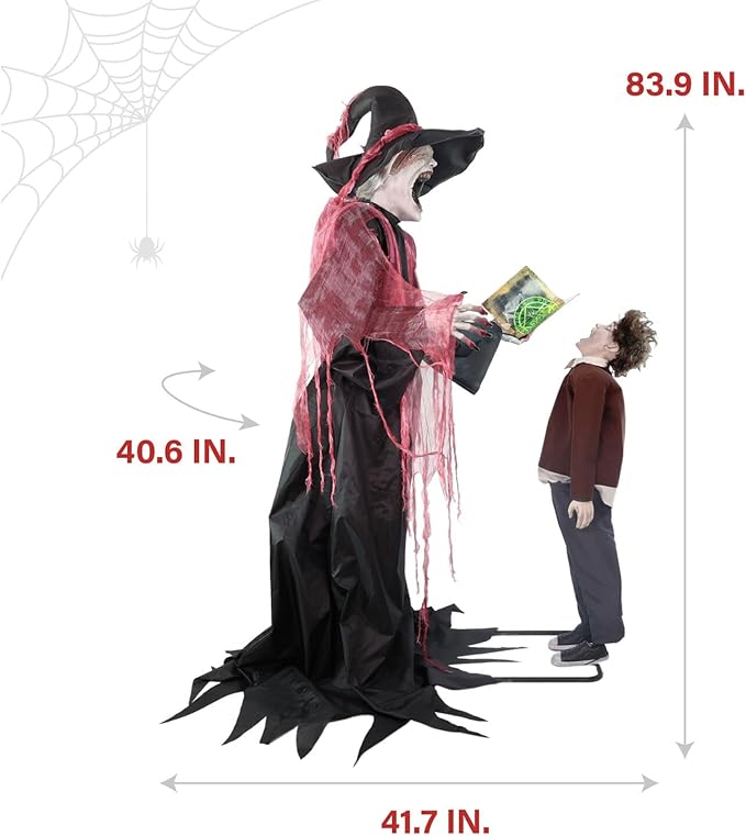 Haunted Hill Farm 7-Ft Animatronic Soul Harvester by Tekky, Halloween Animatronic, Spooky Prop & Party Decoration, Indoor & Covered Outdoor Creepy Witch Decor Motion-Activated Lights & Sound, LifeSize