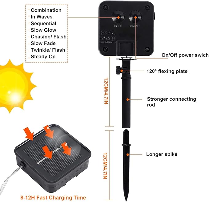 Twinkle Star 2 Pack Solar Christmas Lights Outdoor, Total 80 FT 240 LED Solar Powered Christmas Fairy Lights Waterproof with 8 Modes for Patio Garden Party Backyard Wedding Decorations Multicolor