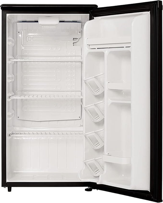 E-Star 3.3 Cu Ft Mini Fridge without Freezer - AUTO DEFROST, Reversible Single Door, Glass Shelf Refrigerator - A Space-Saving Marvel for Your Bedroom, Dorm, and Office