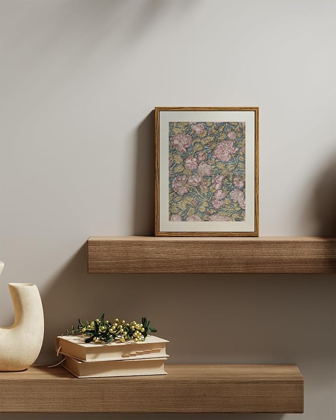 VIYYIEA Framed Canvas Wall Art Home Decor Classical Flower Oil Paintings for Wall Decorations Botanical Canvas Wall Art Vintage Farmhouse Decor for Bedroom Living Room Bathroom Decor 8x10in