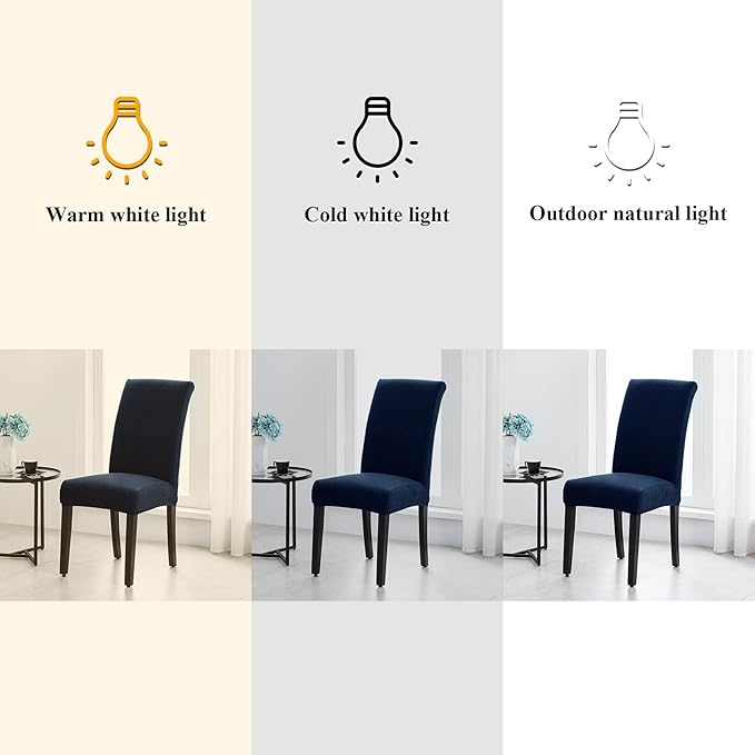 Joccun Chair Covers for Dining Room Set of 4, Dining Chair Slipcovers Stretch Dining Room Chair Covers Seat Protector,Washable Parsons Chair Cover for Home,Hotel,Banquet(Navy,4 Pack)