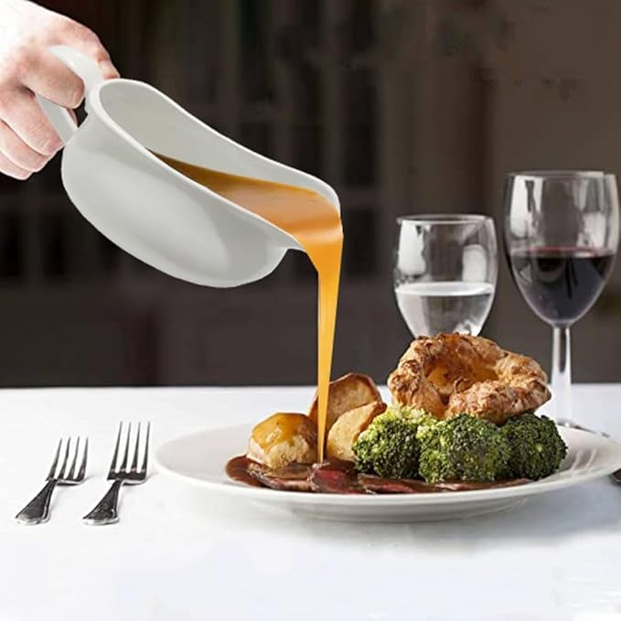 17oz Gravy Boat with Saucer Stand, Set of 1, Ceramic Sauce Boat with Tray for Salad Dressings,ketchup， Creamer, Broth, Black Pepper, White