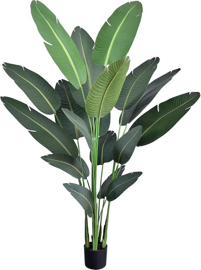7ft Artificial Bird of Paradise Trees (84in) Tall Large Faux Tree with 19 Realistic Trunks, Fake Tropical Floor Potted Artificial Silk Plant for Home Office Indoor Decor (7feet,1Pack)