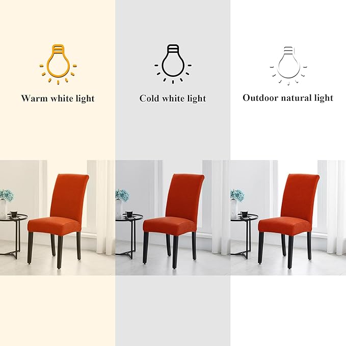 Joccun Chair Covers for Dining Room Set of 6,Dining Chair Slipcovers Stretch Dining Room Chair Covers Seat Protector,Parsons Chair Cover for Home,Hotel,Banquet(Pureed Pumpkin,6 Pack)