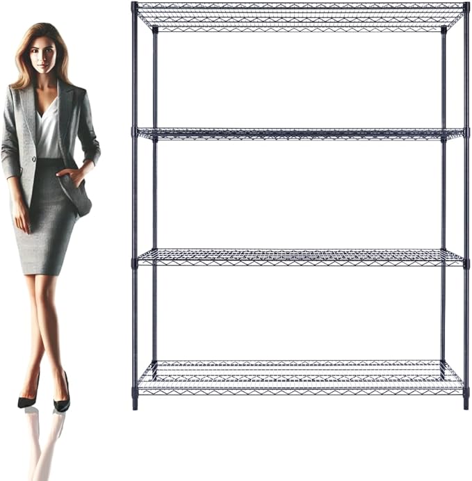 60"x24"x72" Premium Metal Steel 4-Tier Wire Shelving NSF 3200 LBS MAX Capacity Heavy Duty Storage Rack for Hospitals, Schools, Commercial Spaces, and Garages w/Premium Wheels