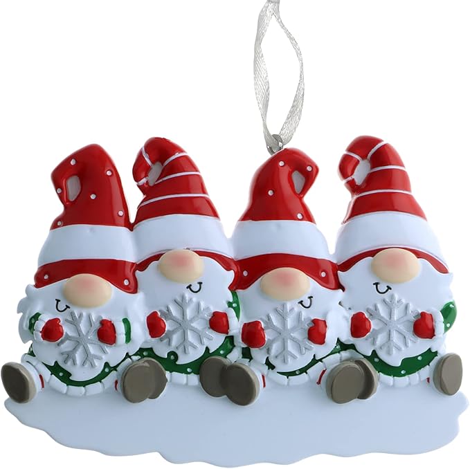 2025 Family Christmas Ornament – Personalized Ornament for Families – Custom Gnome Family Ornament – Holiday Tree Decoration Keepsake Gift (Family of 4)