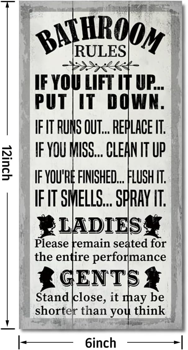 Rustic Bathroom Decor, Western Bathroom Decor, Funny Bathroom Signs Wall Decor, Bathroom Decor, Farmhouse Bathroom Decor, Country Bathroom Decor, Bathroom Signs, Bathroom Rules Wall Décor J1