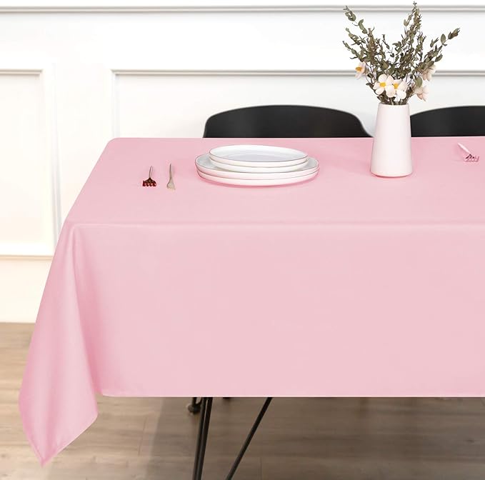 sancua Rectangle Tablecloth - 54 x 108 Inch - Stain and Wrinkle Resistant Washable Polyester Table Cloth, Decorative Fabric Table Cover for Dining Tables, Buffet Parties and Camping, Pink