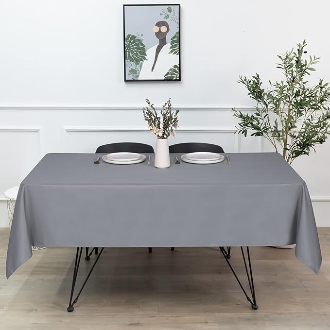 sancua Rectangle Tablecloth - 60 x 120 Inch - Stain and Wrinkle Resistant Washable Polyester Table Cloth, Decorative Fabric Table Cover for Dining Tables, Buffet Parties and Camping, Light Grey