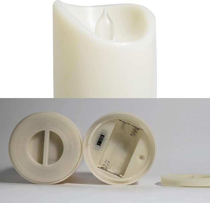 Waterproof Outdoor Battery Operated Flameless Candles with Auto Timer Flickering Plastic Resin Electric LED Pillar Lights for Lantern Patio Garden Wedding Party Decorations 3x7 Inches Ivory 2 Pack