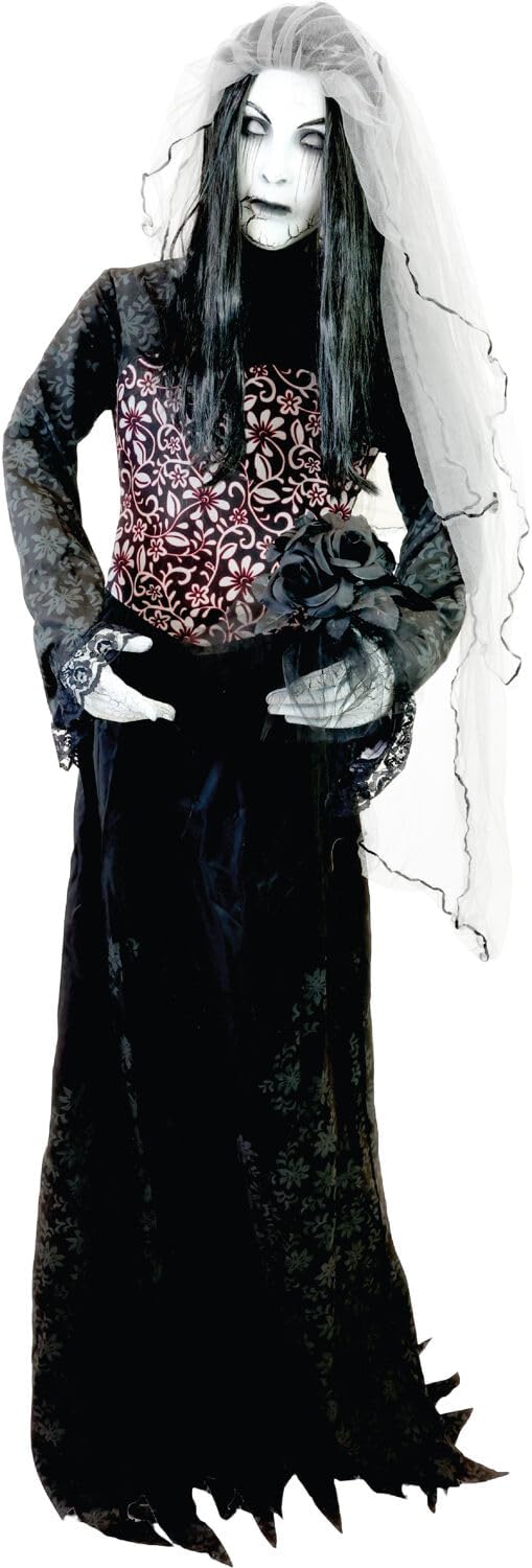 Haunted Hill Farm Rising Ghost Bride by Tekky, Battery-Operated, Sound Activated Animatronic with Sound Effects and Lights for Indoor or Covered Outdoor Creepy Halloween Decoration
