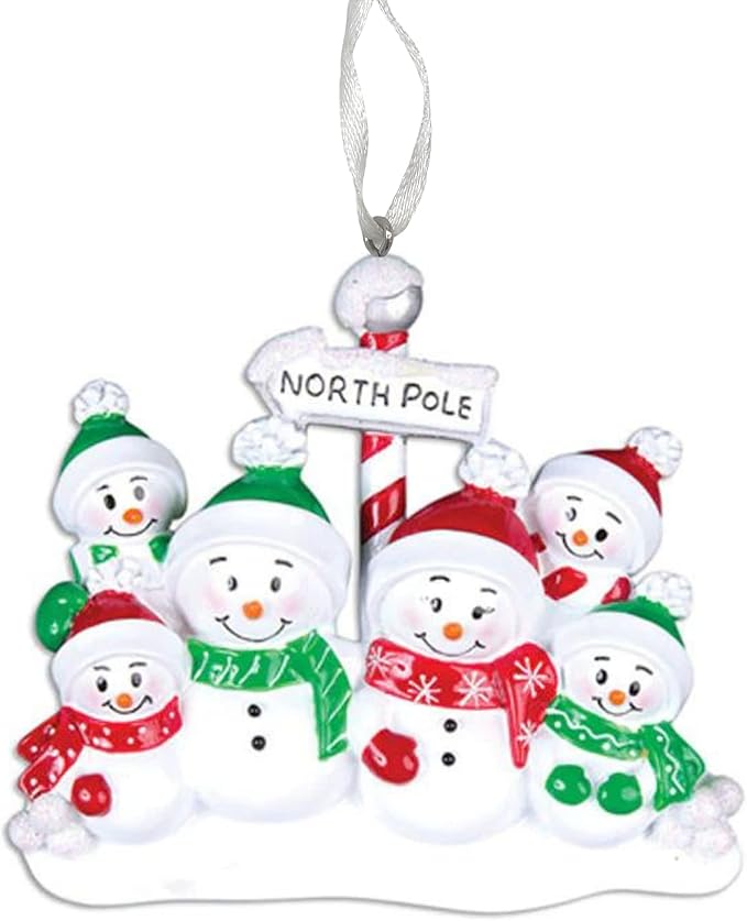 2025 Family Christmas Ornament – Personalized Ornament for Families – Custom Snowman Family Ornament – Holiday Tree Decoration Keepsake Gift (Snowman Family of 6)