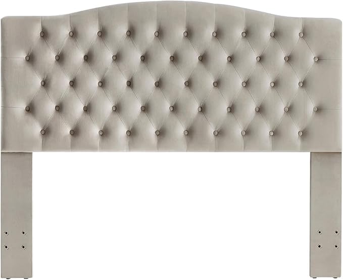 24KF Upholstered Tufted Button Velvet Headboard,Comfortable Fashional Headboard Queen/Full Size,Taupe
