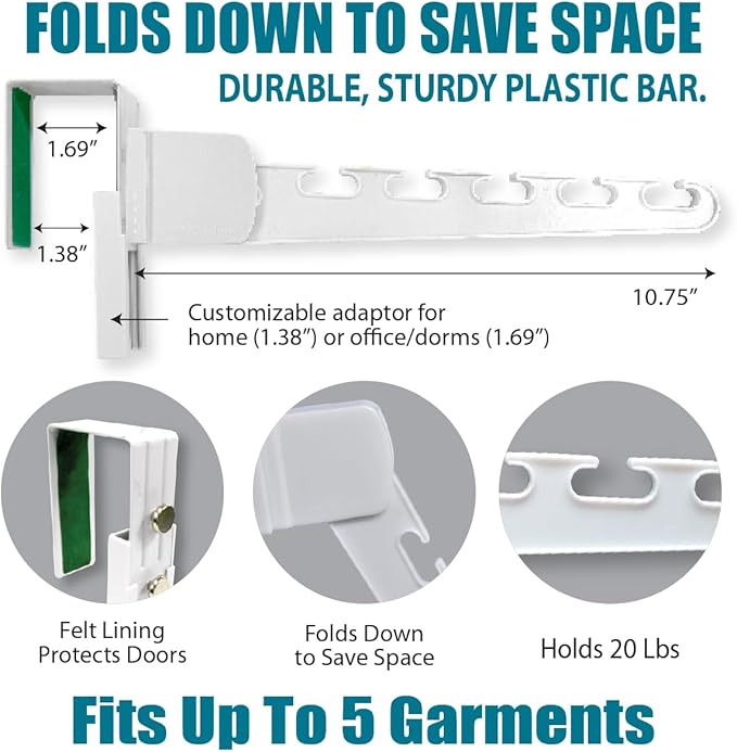 Wonder Hanger Over The Door 3-Pack Organizer for Clothes Hangers, Space-Saving Cascading Hanger Hooks, White