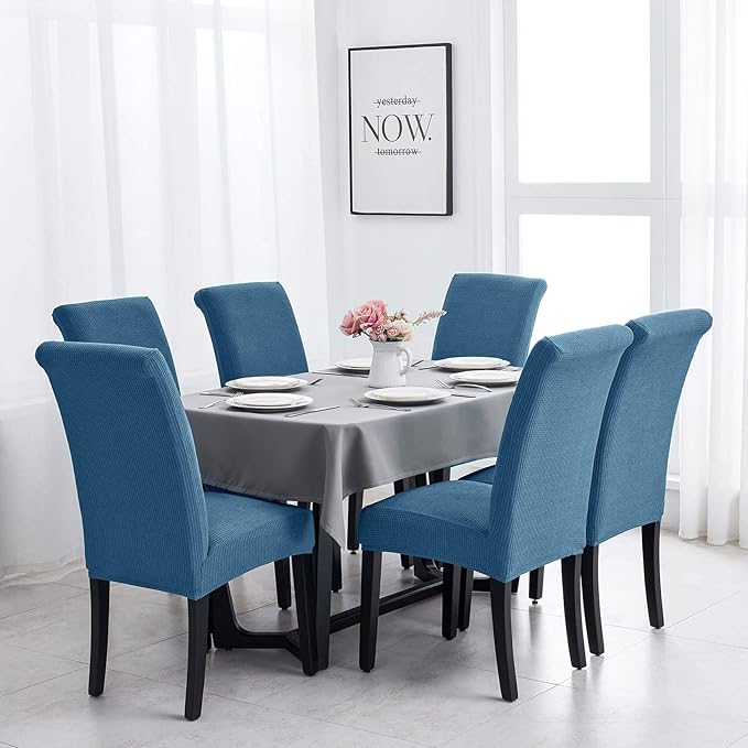 Joccun Chair Covers for Dining Room Set of 4,Chair Slipcovers Stretch Dining Room Chair Covers Seat Protector,Washable Parsons Chair Cover for Home,Hotel,Banquet(Dark Blue,4 Pack)