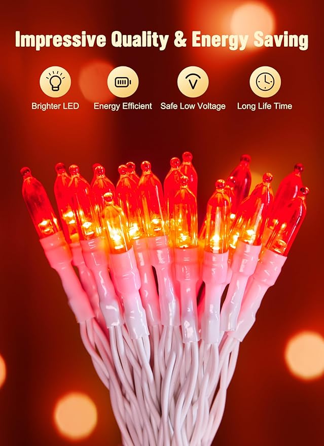 Battery Operated Christmas String Lights, 8ft 20 LED Mini Lights with Timer, Christmas Tree Lights for Indoor Outdoor Bedroom Wedding Party Holiday Xmas Decoration，Red