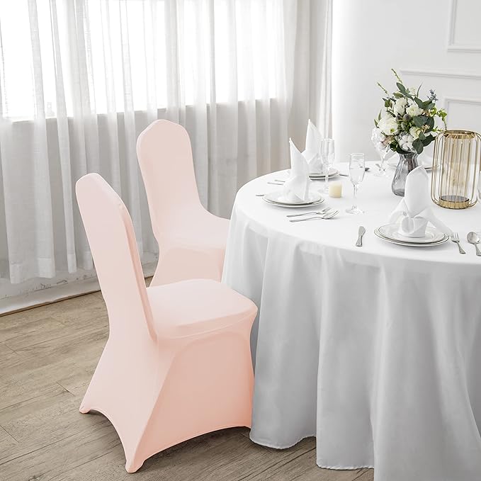 SUPERO Waterproof Spandex Chair Cover 25PCS, Stretch Dining Chair Covers, Polyester Outdoor Chair Covers, Protector Stretch Chair Cover for Party Universal, Banquet, Wedding Event, Hotel(Blush Pink)