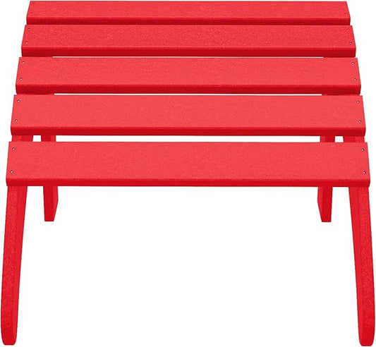 WestinTrends Outdoor Ottoman, Patio Adirondack Ottoman Foot Rest, All Weather Poly Lumber Folding Foot Stool for Adirondack Chair, Widely Used for Outside Porch Pool Lawn Backyard, Red