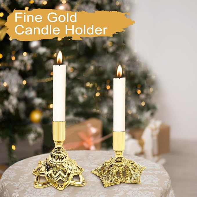 Candlestick Holders,Taper Candle Holder for Candlesticks Gold Plated Candle Metal Stick Candle Holders for Fireplace,Party, Dining,Wedding Decor,Fits 3/4 inch Thick Candle(Set of 2Pcs)