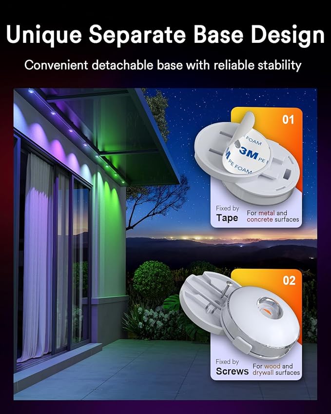 Lumary Permanent Outdoor Lights Max 158ft with 120 LED Eave Lights RGBAICW 7200lm, IP67 Waterproof, IC Control and Scene Modes for Halloween Christmas Decoration, Works with Alexa and Google Assistant