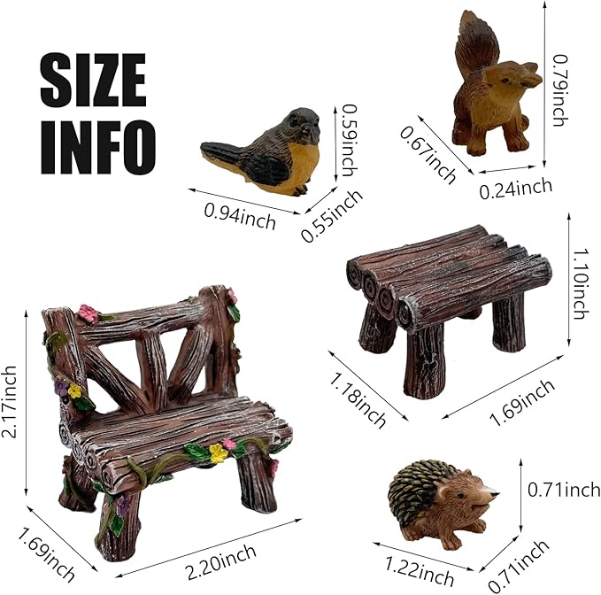 Fairies Set of 10 Pcs Miniature Garden Figurines - Outdoor Decor Art for Fall Winter, Outdoor Statue for Patio, Lawn, Yard Decoration