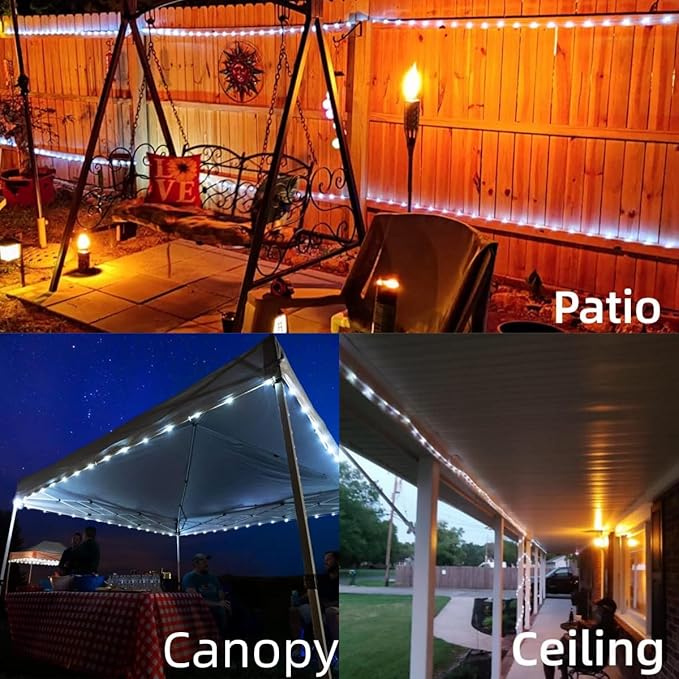 YEGUO 2 Packs Each 33ft 100 LED Solar Rope Lights Outdoor Waterproof, White String Lights for Outside, 8 Modes Fairy Lights in Clear Thin Tube for Camping Fence Patio Garden Trampoline Deck