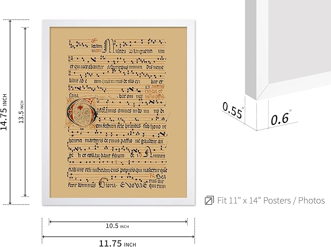 Poster Master Vintage Hymnal Poster - Retro Music Print - Gift for Artist, Friend - Graduale Aboense, Gregorian Chant Manuscript, Score - Wall Decor for Living Room, Bedroom, 11x14 White Framed