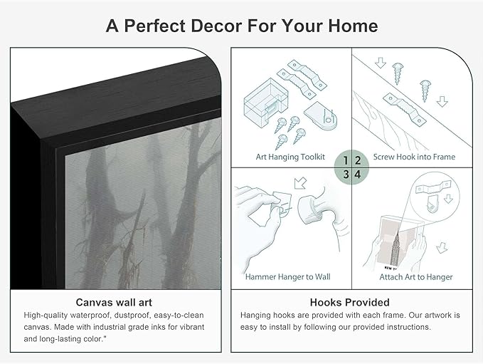 JFHCQJPK Vintage rustic swamp witch poster dark moody wall art gothic horror season halloween print for home decor retro dark moody painting8x12in Metal blackFramed