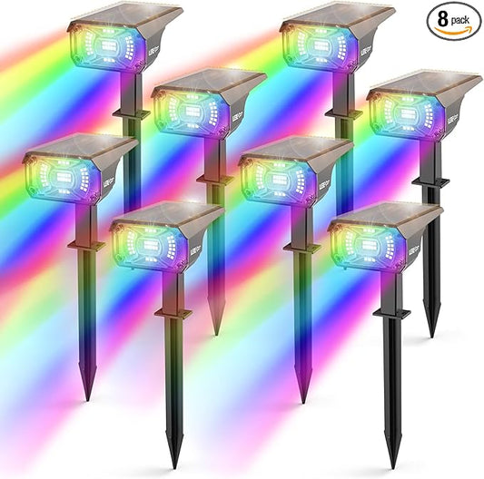 Solar Spotlights Outdoor, 40 LED s Color Changing RGB Waterproof Landscape Lights with 9 Light Modes, Colored Solar Spot Lights Auto On/Off, for Pathway Garden Pool Patio Yard
