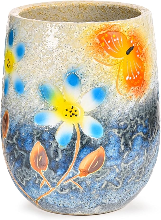 Sungmor 10.6 Inch Ceramic Succulent Plant Pot with Drainage Hole, Hand Painted Flower Pots for Plants, Unique Texture Decorative Planter for Indoor and Outdoor, Pottery Vase for Home Office Decor