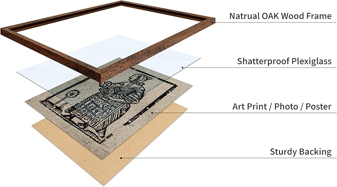 Poster Master Vintage Woodcut Poster - Retro Medieval Print - Gift for Gothic, Horror Fan - Witch Holding a Plant, Magic, Spell, Herbalist - Wall Decor for Bedroom, Dorm, 16x20 Brown Framed