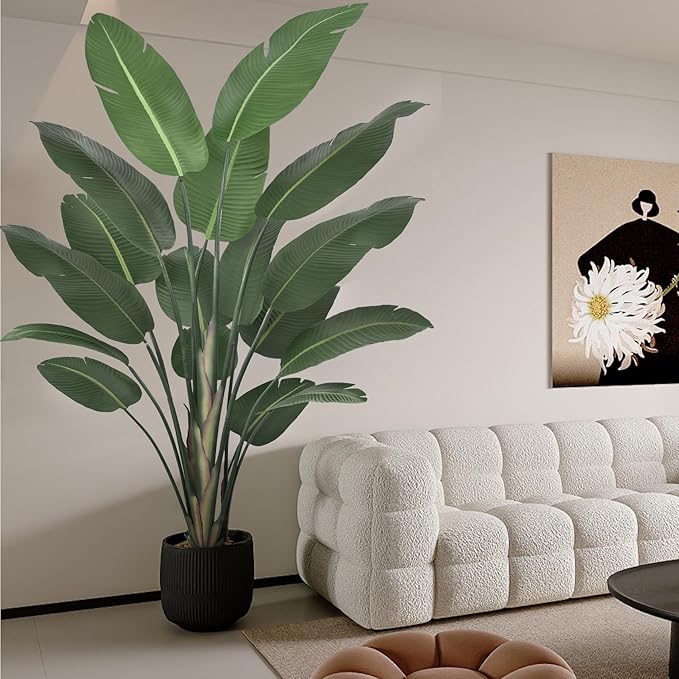 8ft Tall Bird of Paradise Artificial Tree (94 Inch) with Large Trunks and Realistic Leaves Big Faux Floor Potted Plants Fake Silk Plants for Home Office Living Room Decor Indoor (8feet,1pack)