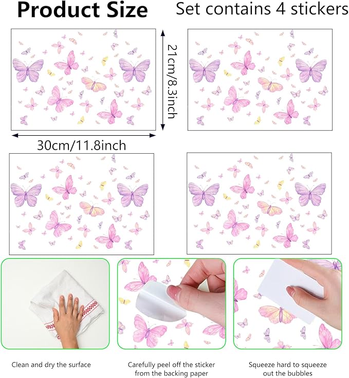 Glow in The Dark Butterfly Stickers, 85 PCS Luminous Wall Decals for Ceiling, Kids Boys Girls Bedroom, Nursery, Playroom, Party Room Decor