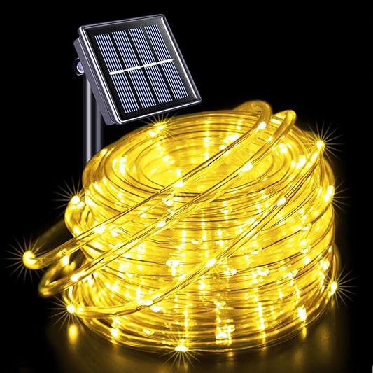 JMEXSUSS 100 LED Solar Rope Lights Outdoor Waterproof, 33ft IP65 Waterproof Solar Trampoline Lights, 8 Modes Solar String Lights for Outside Camping Tent Trampoline