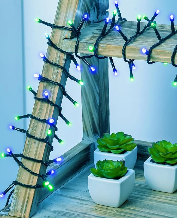 80FT 240 LED Christmas Lights Outdoor, Plug in Christmas Tree Lights with Waterproof 8 Modes, Connectable Green Wire String Twinkle Light for Indoor Home Garden Party Holiday Decorations, Blue Green